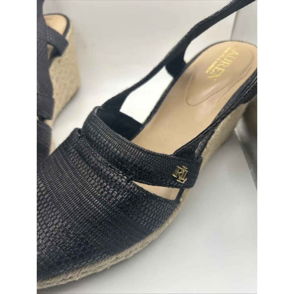 Lauren Ralph Lauren‎ Penelopie Espadrille Wedge Sandals Womens 10B Blue Leather